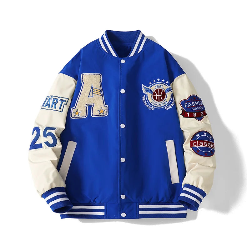 Veste de Baseball de Campus pour hommes, automne Hip-hop Harajuku, lettre cousue brodée, veste de moto, manteau coupe-vent ample pour Couple