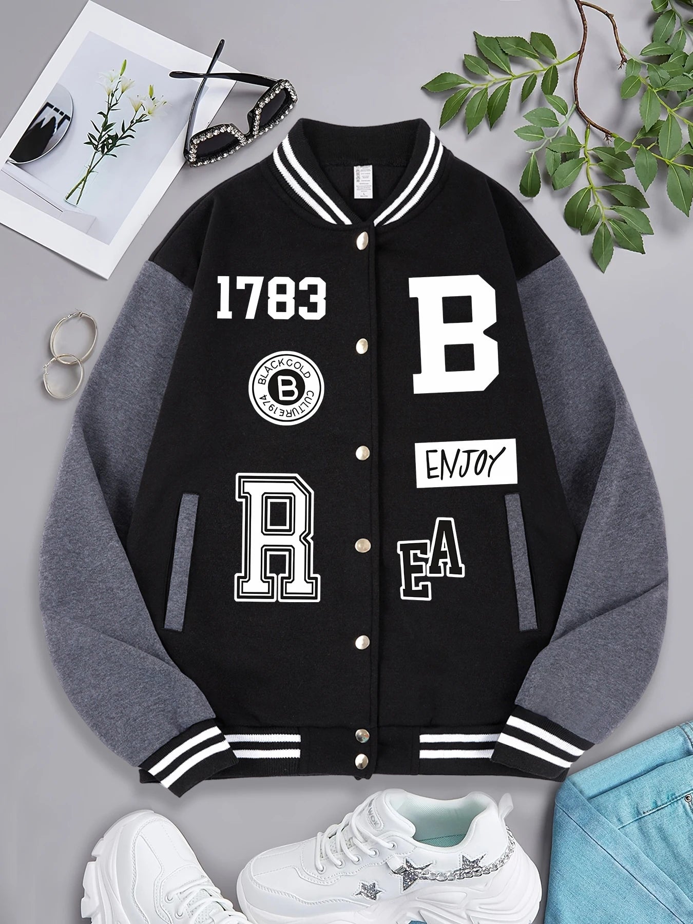 Vestes imprimées de lettres Hip Hop pour femmes, uniforme de baseball souriant, veste décontractée de rue de personnalité, vêtements chauds et doux pour femmes, hiver