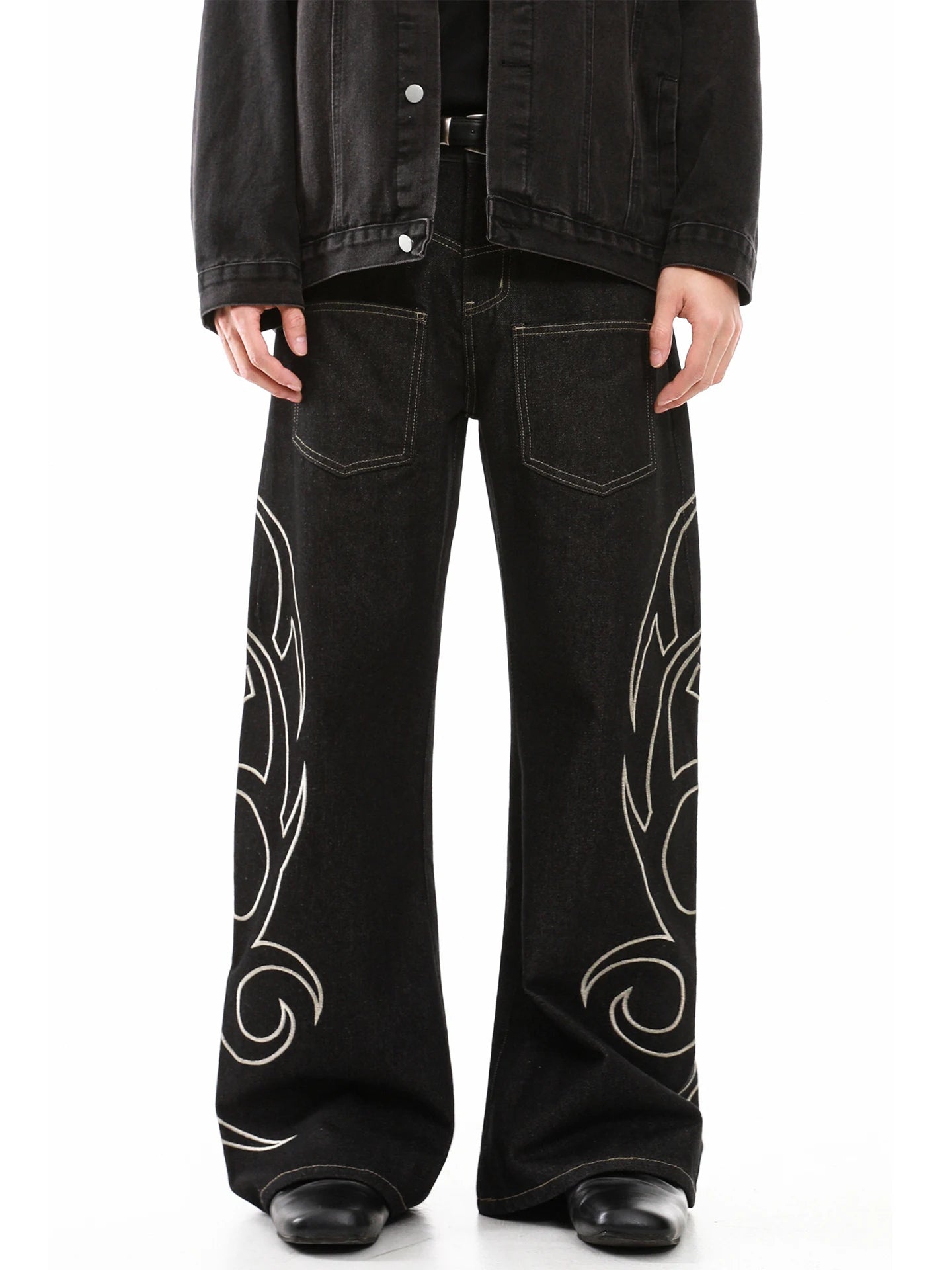 Jean de rue pour hommes, couleur unie, poche tridimensionnelle, ceinture réglable, Denim décontracté, pantalon Cargo droit