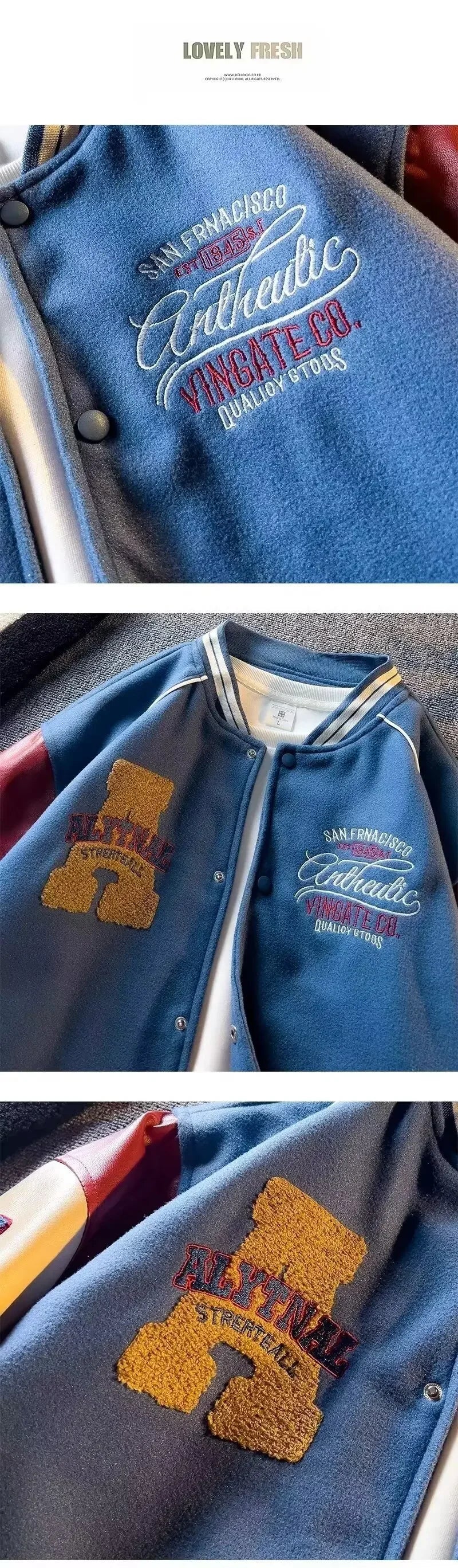 Veste en laine pour hommes, uniforme de Baseball bloqué de couleur, brodé, Vintage coréen, Patchwork, manteau en cuir, vêtements pour hommes, printemps automne