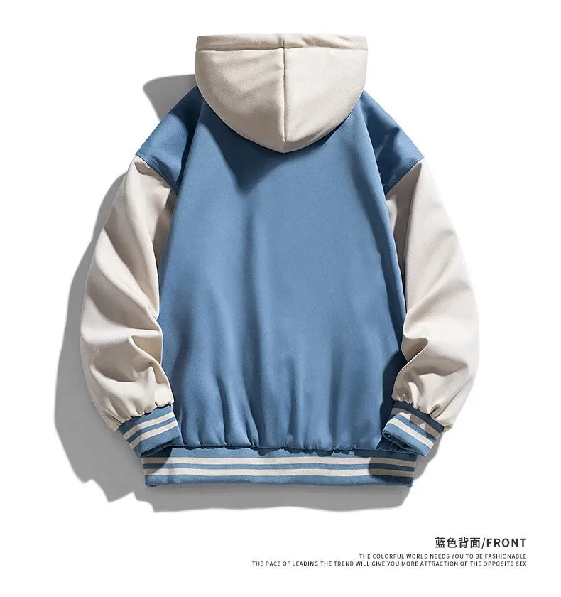 Vestes de Baseball à capuche pour hommes, Streetwear tendance, nouvelle mode polaire chaude d'hiver, faux manteaux deux pièces amples et décontractés 3XL