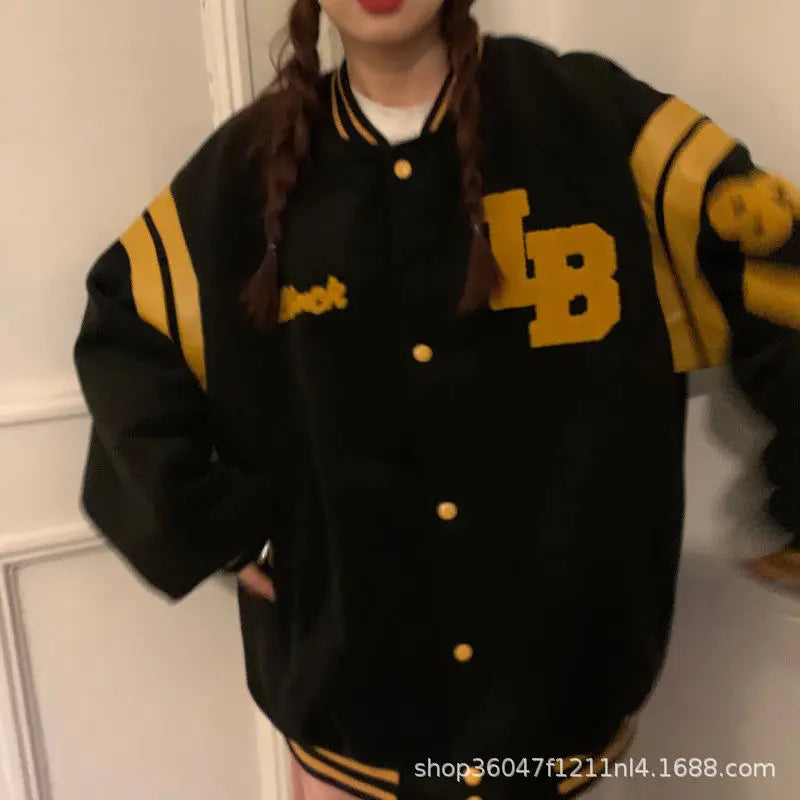 Streetwear Y2K mode hommes et femmes vestes décontractée mode lettre broderie uniforme de Baseball k-pop manteau ample surdimensionné