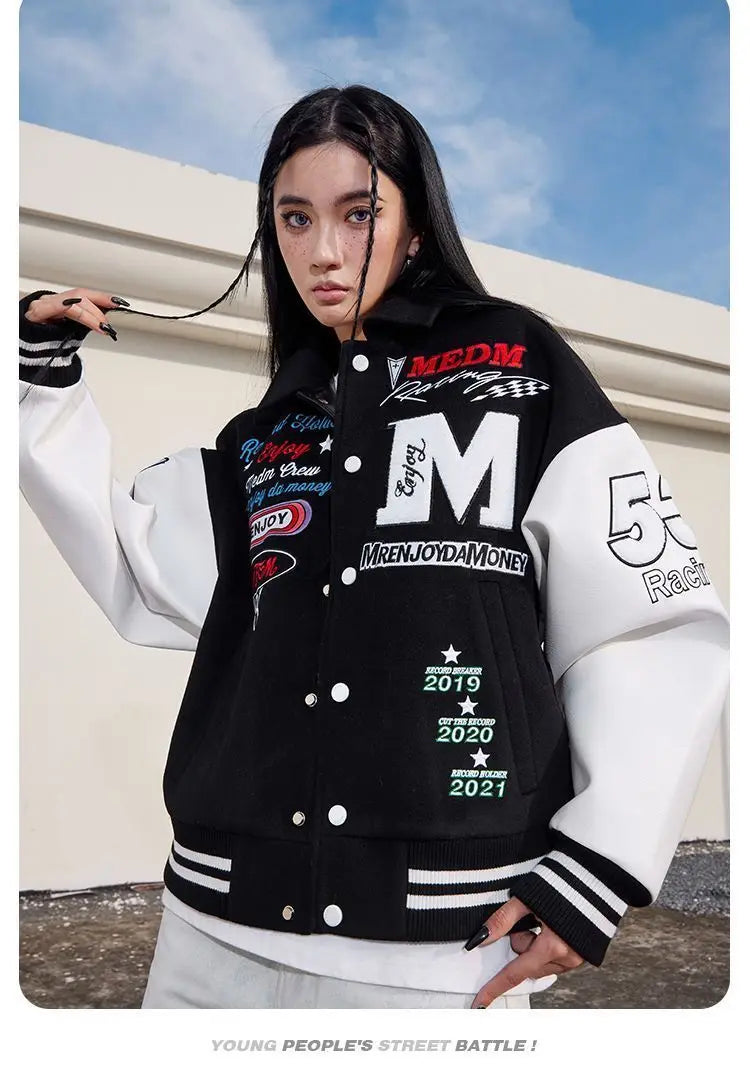 Veste d'uniforme de baseball brodée pour hommes, style américain, européen et américain, rétro, styles de couple, tendance printemps et automne, Y2K