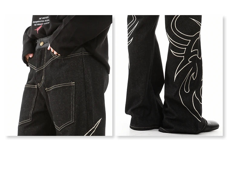 Jean de rue pour hommes, couleur unie, poche tridimensionnelle, ceinture réglable, Denim décontracté, pantalon Cargo droit