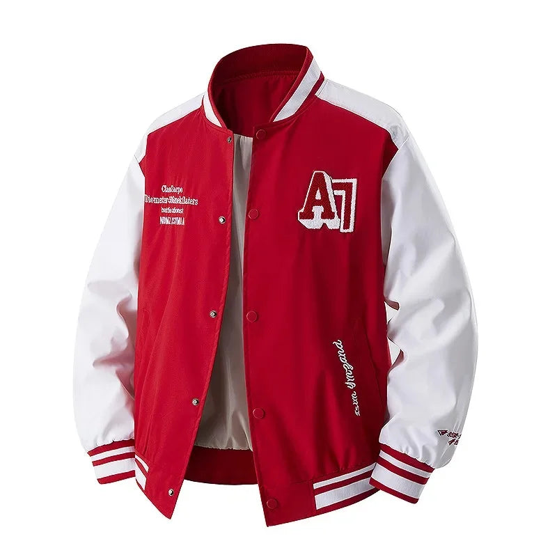 Veste de Baseball rétro américaine pour hommes, col montant, vêtements d'extérieur décontractés, coupe ample, manteau de printemps et d'automne