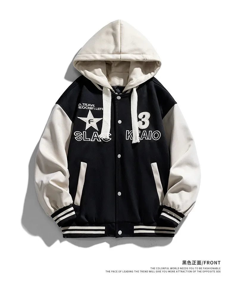 Vestes de Baseball à capuche pour hommes, Streetwear tendance, nouvelle mode polaire chaude d'hiver, faux manteaux deux pièces amples et décontractés 3XL