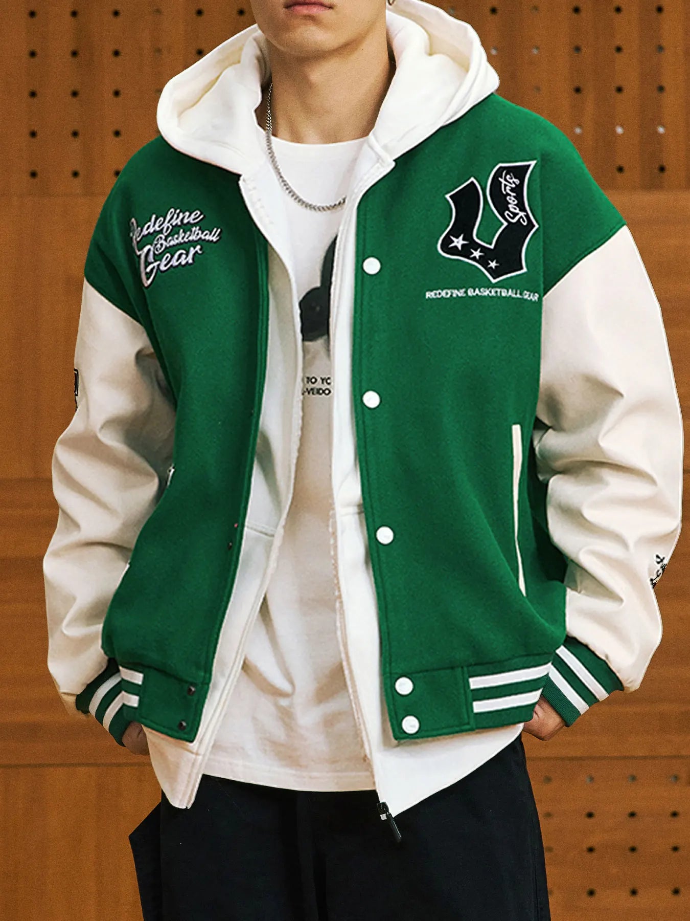 Veste de baseball boutonnée à manches longues pour hommes, manteau universitaire à imprimé étoiles, col de baseball chimilcasual, printemps et automne