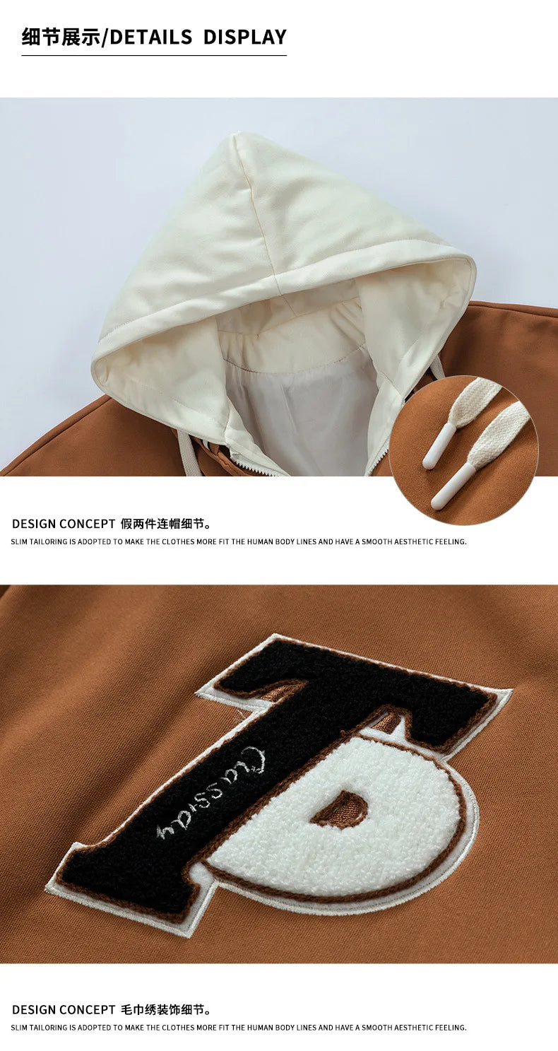 Nouvelle mode hommes vestes de Baseball à capuche mâle faux deux pièces sweat vestes manteaux d'hiver qualité homme Cardigan sweats 3XL