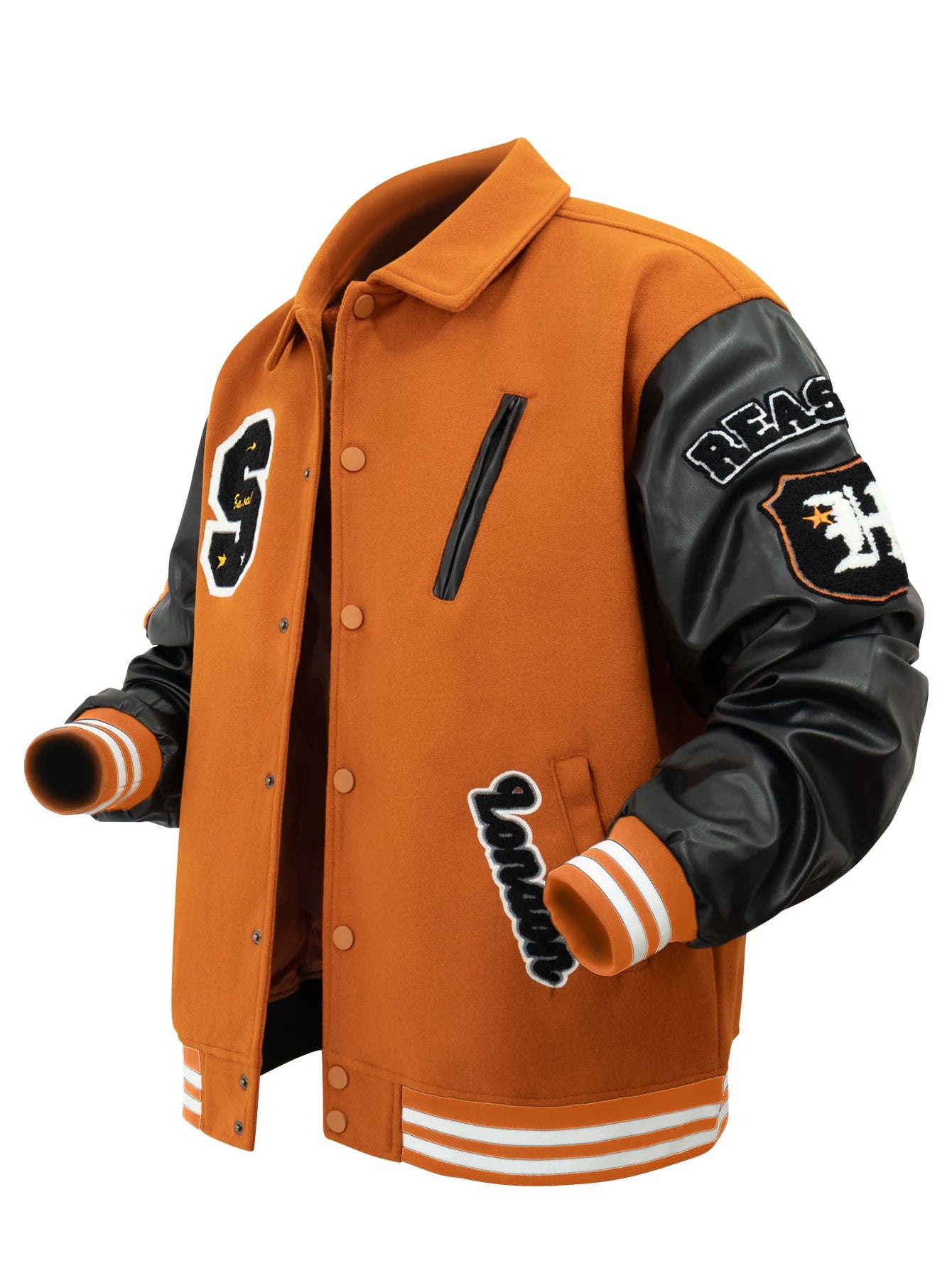 Veste bombardier Vintage à col rabattu pour homme, manteau ample avec lettres brodées, veste de moto, veste de Baseball universitaire automne/hiver