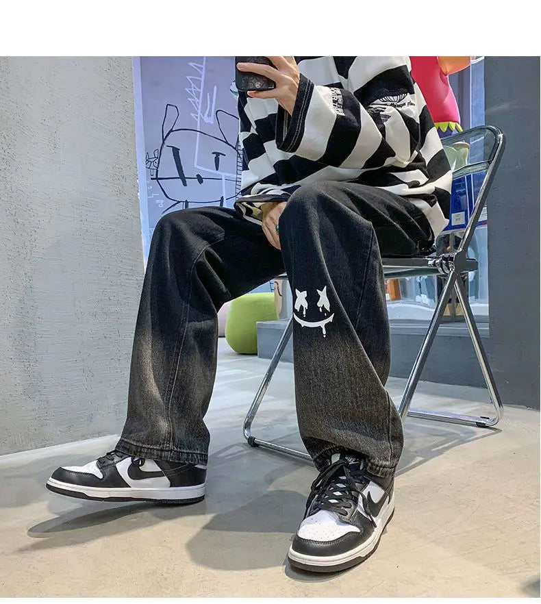 Jean Baggy Vintage à Jambes Larges pour Homme, Pantalon Streetwear Surdimensionné, Droit et Long, à la Mode, Y2k, 2024