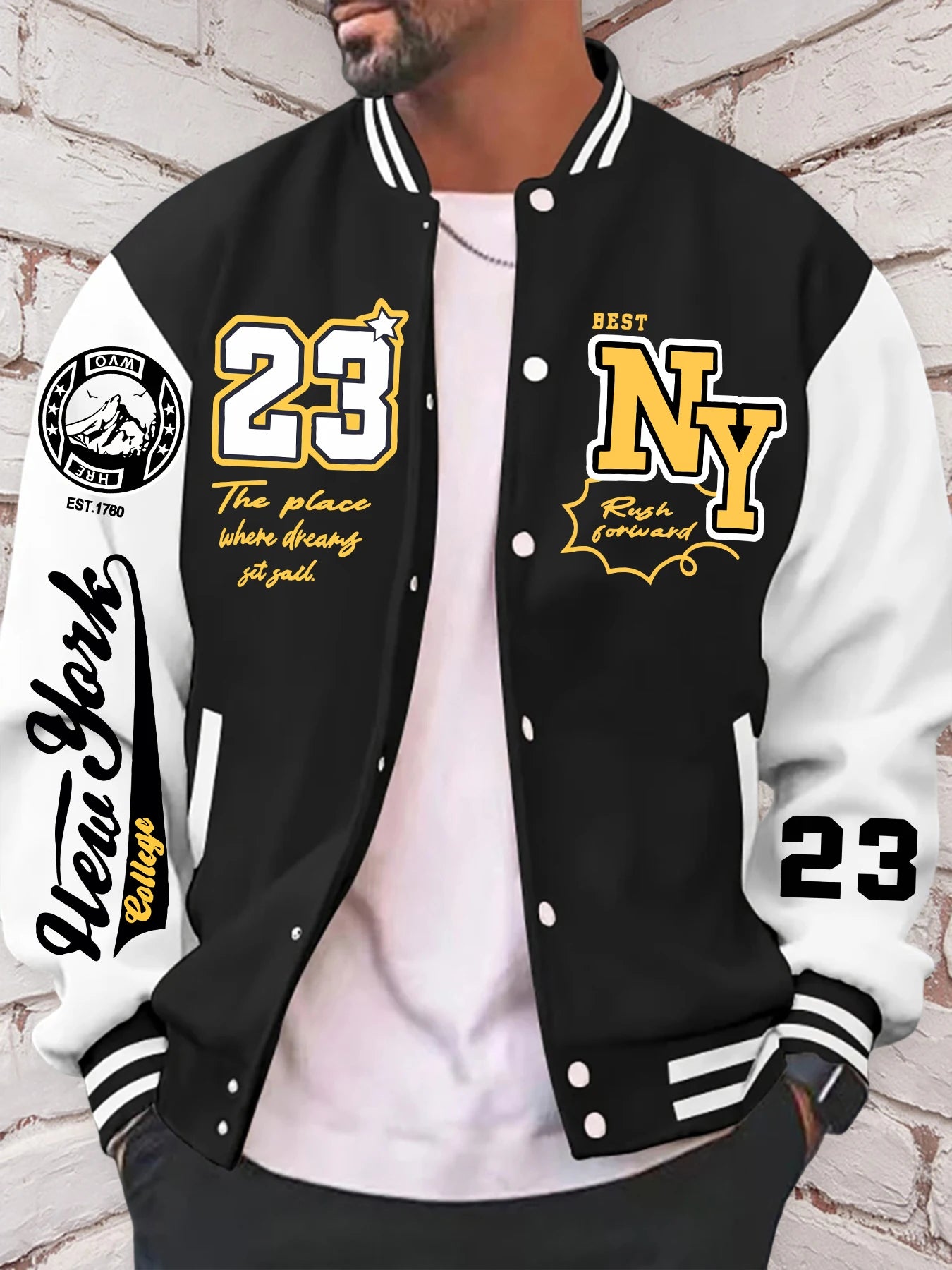 Sweat à capuche avec doublure en fourrure pour homme, The Place Where Dreamy Got, Uniforme de baseball, Lucky Number 23, Smile, Veste américaine, Printemps, Automne, Y-