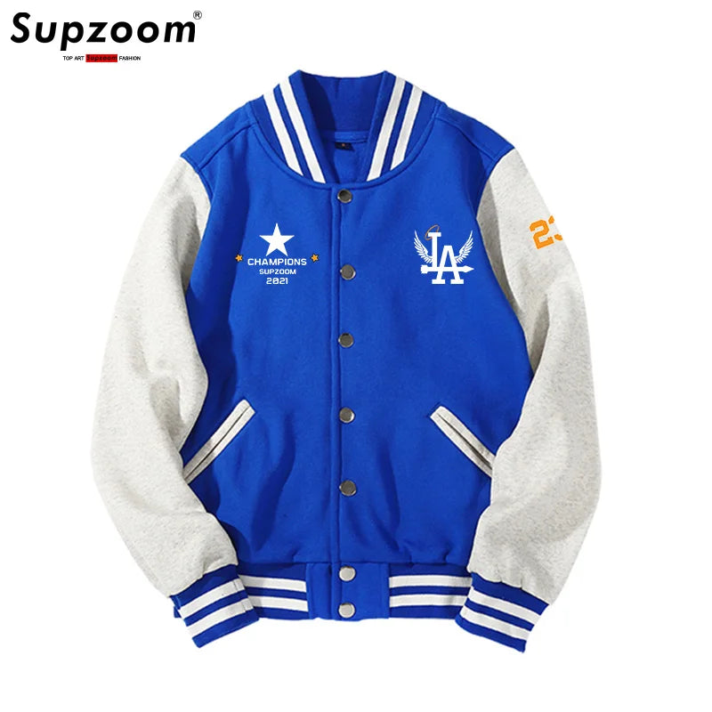 Supership-Veste de baseball décontractée à simple boutonnage avec logo, haut en coton à manches côtelées avec lettre, manteau cardigan adt, nouvelle arrivée, mode