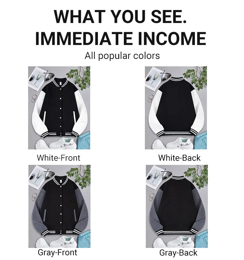 Veste de Baseball imprimée Your Attitude pour hommes, haut ample et décontracté, vêtements polaires d'automne, manteau Hip Hop américain