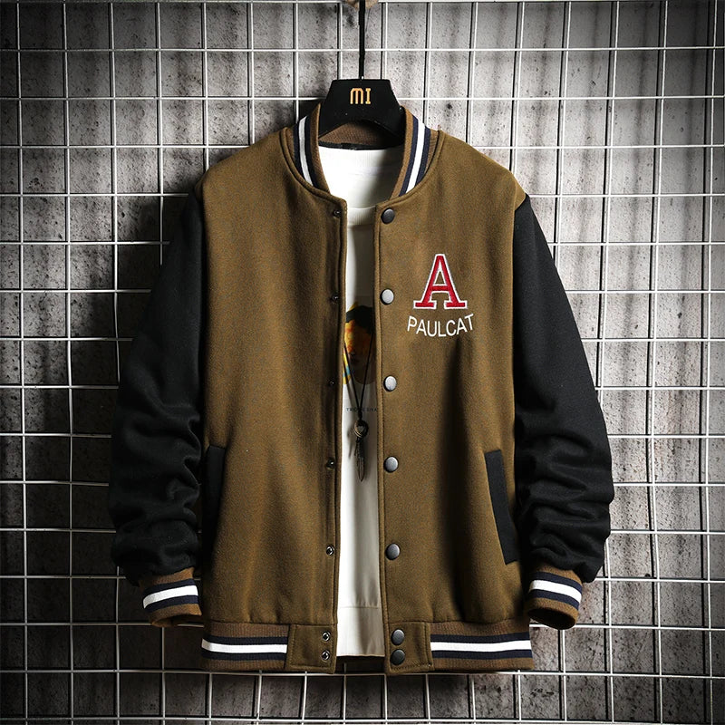 Supership-Blouson aviateur en coton de style preppy, manches côtelées brodées, vêtements de baseball, décontracté, marque, automne, hiver, nouveauté