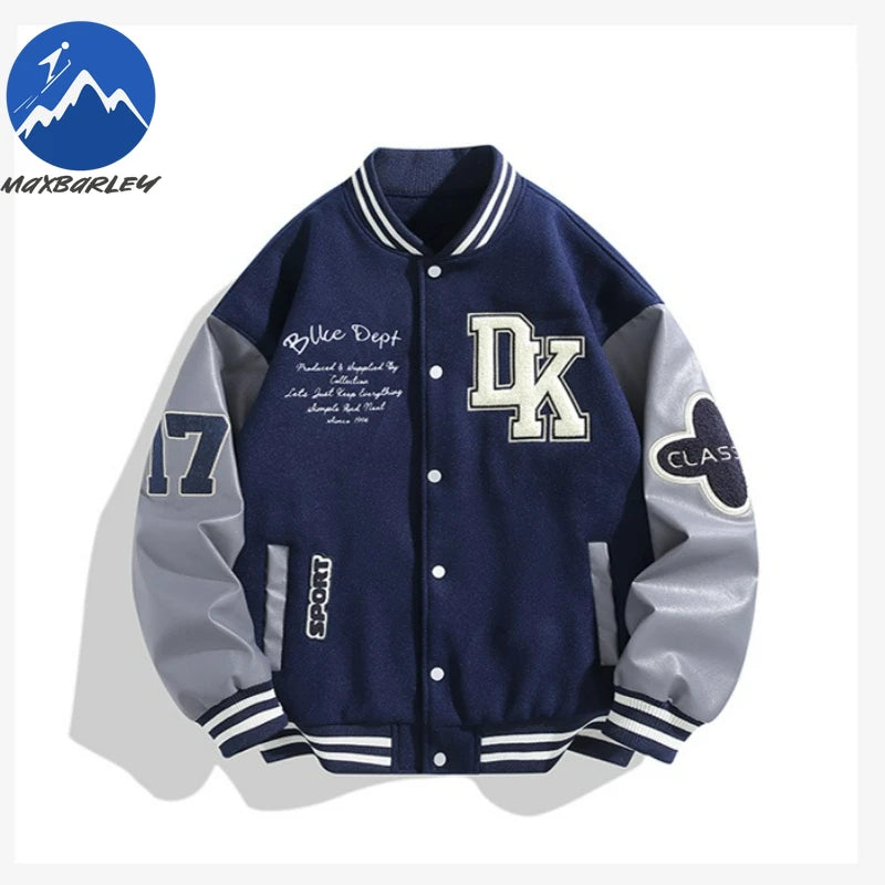 Maxbarley Hip Hop veste de Baseball américaine hommes femmes 2025 automne moto PU cuir Patchwork vestes rue coupe-vent manteau