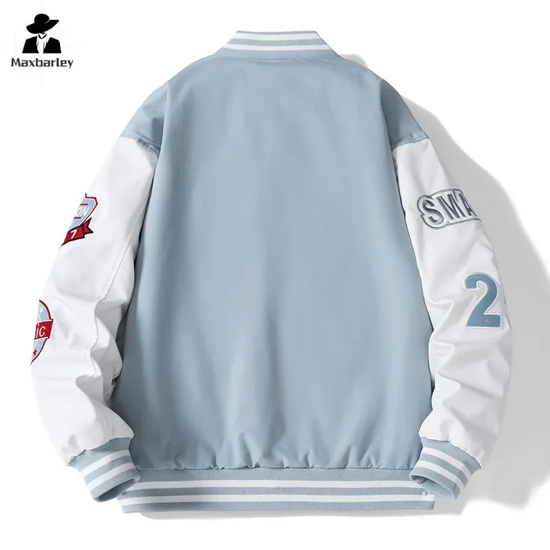 Veste de Baseball de Campus pour hommes, automne Hip-hop Harajuku, lettre cousue brodée, veste de moto, manteau coupe-vent ample pour Couple
