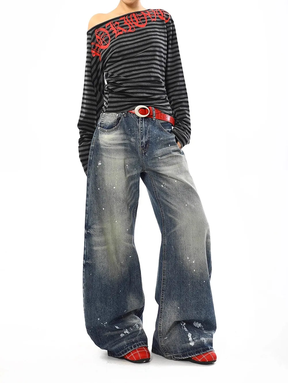 Jean Baggy Vintage taille haute pour femmes, pantalon à jambes larges, surdimensionné, Harajuku, jambes droites, Y2K