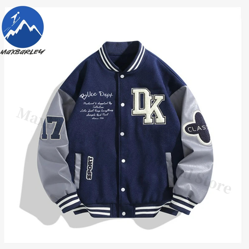 Maxbarley Hip Hop veste de Baseball américaine hommes femmes 2025 automne moto PU cuir Patchwork vestes rue coupe-vent manteau
