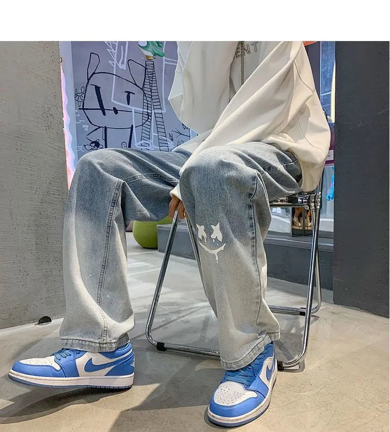 Jean Baggy Vintage à Jambes Larges pour Homme, Pantalon Streetwear Surdimensionné, Droit et Long, à la Mode, Y2k, 2024