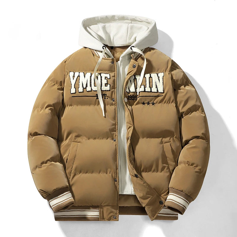 Veste Bombardier à Col Montant pour Homme, Parka Décontractée, Vêtements Grande Taille, Optique Chaude, Manteau Slim Fit, Smile, Automne et Hiver