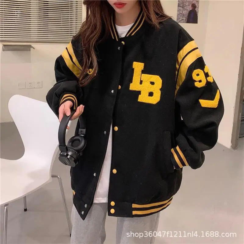 Streetwear Y2K mode hommes et femmes vestes décontractée mode lettre broderie uniforme de Baseball k-pop manteau ample surdimensionné