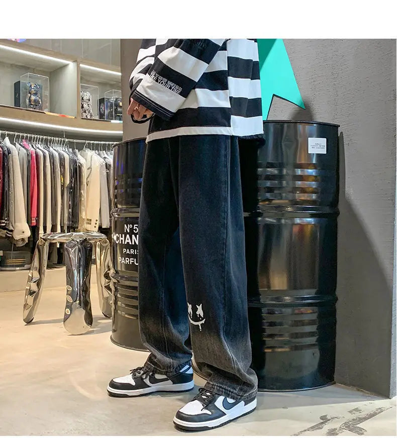 Jean Baggy Vintage à Jambes Larges pour Homme, Pantalon Streetwear Surdimensionné, Droit et Long, à la Mode, Y2k, 2024
