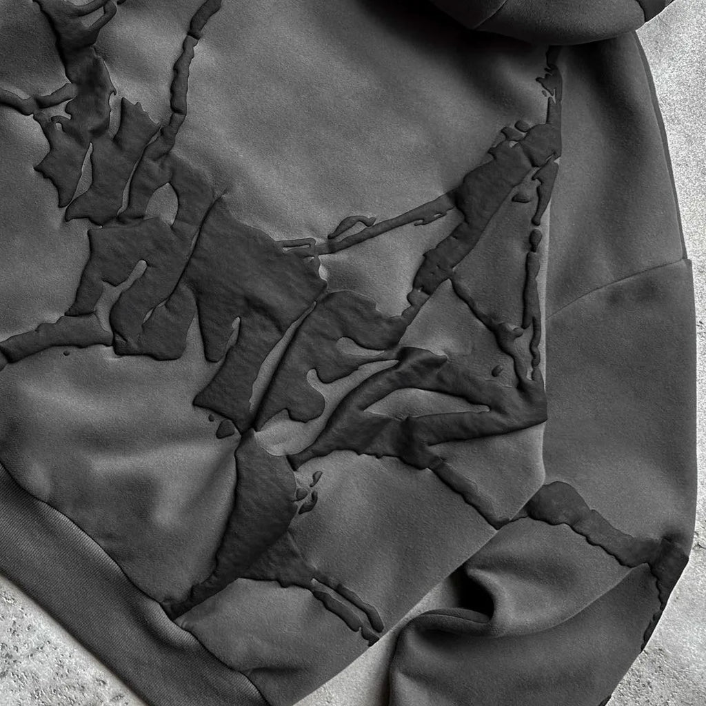 2025 transfrontalier européen et américain automne et hiver nouveau sweat à capuche imprimé mousse Vintage épaissi ensemble ample pour hommes en Stock