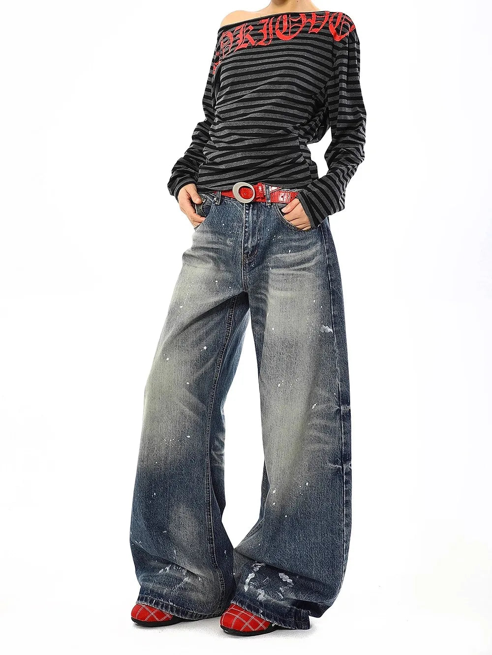 Jean Baggy Vintage taille haute pour femmes, pantalon à jambes larges, surdimensionné, Harajuku, jambes droites, Y2K