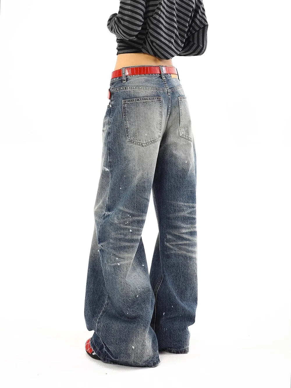 Jean Baggy Vintage taille haute pour femmes, pantalon à jambes larges, surdimensionné, Harajuku, jambes droites, Y2K