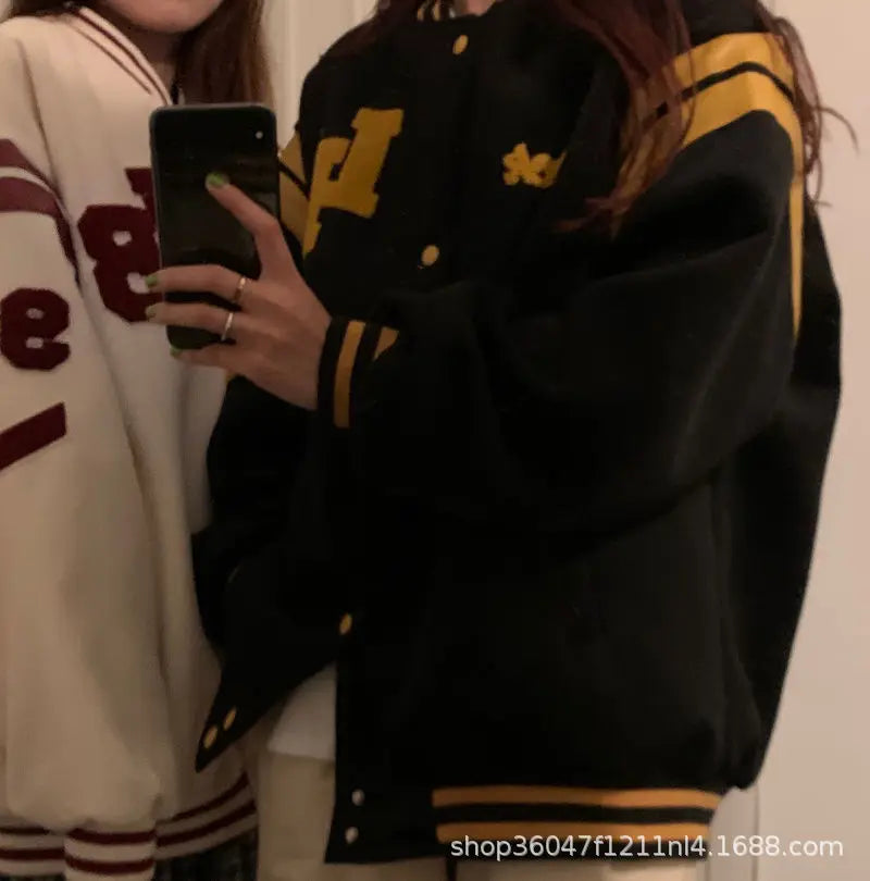 Streetwear Y2K mode hommes et femmes vestes décontractée mode lettre broderie uniforme de Baseball k-pop manteau ample surdimensionné
