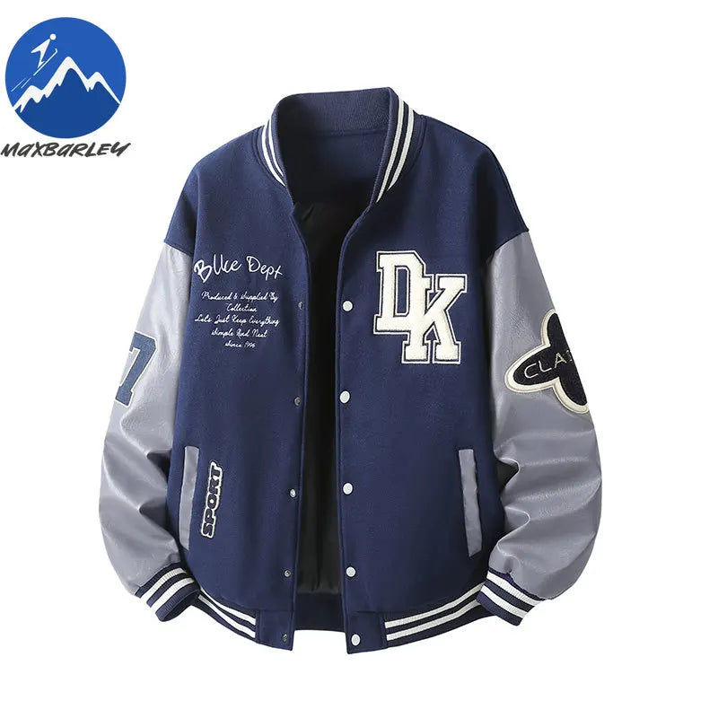 Maxbarley Hip Hop veste de Baseball américaine hommes femmes 2025 automne moto PU cuir Patchwork vestes rue coupe-vent manteau