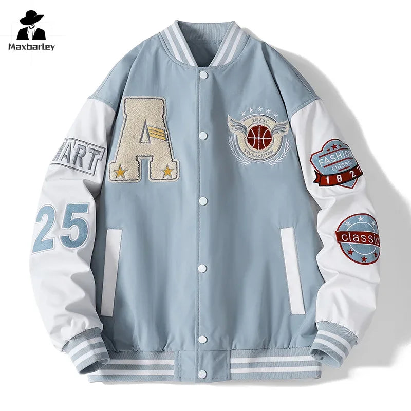 Veste de Baseball de Campus pour hommes, automne Hip-hop Harajuku, lettre cousue brodée, veste de moto, manteau coupe-vent ample pour Couple