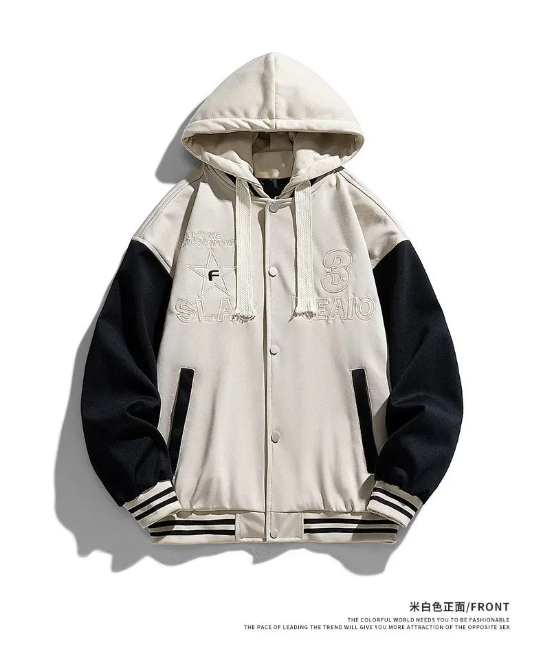 Vestes de Baseball à capuche pour hommes, Streetwear tendance, nouvelle mode polaire chaude d'hiver, faux manteaux deux pièces amples et décontractés 3XL