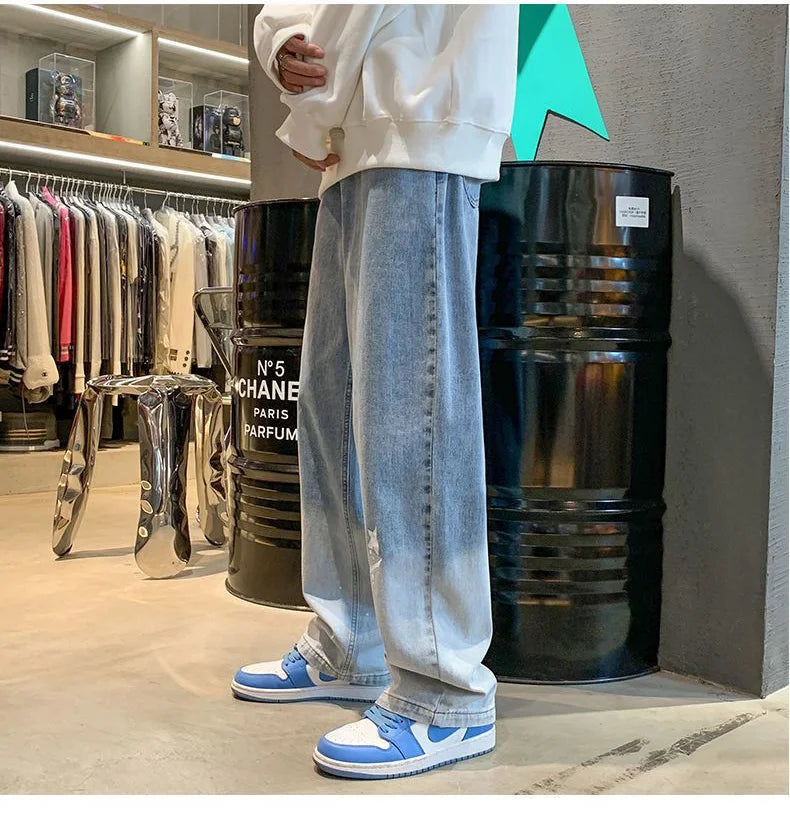 Jean Baggy Vintage à Jambes Larges pour Homme, Pantalon Streetwear Surdimensionné, Droit et Long, à la Mode, Y2k, 2024