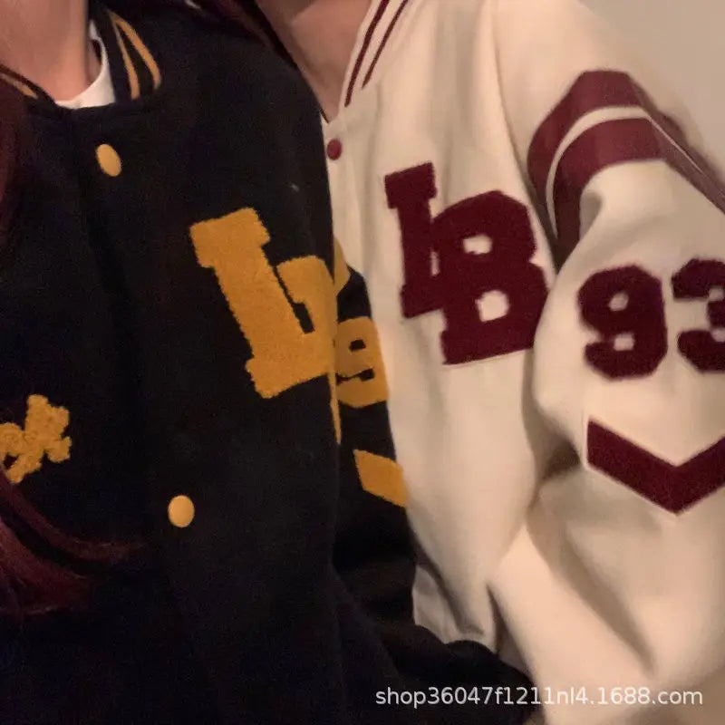 Streetwear Y2K mode hommes et femmes vestes décontractée mode lettre broderie uniforme de Baseball k-pop manteau ample surdimensionné