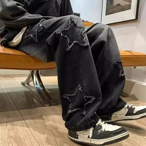 2025 nouvelle mode étoiles serviette broderie marron hommes jean Pantalon Y2K vêtements droit Hip Hop coton Pantalon Homme