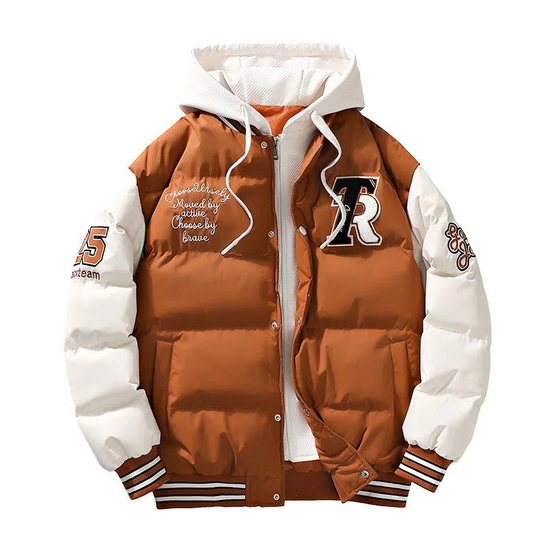 Supzoom nouveauté décontracté broderie hommes hiver à la mode faux deux pièces à capuche pain costume Couple coton rembourré vestes et manteaux