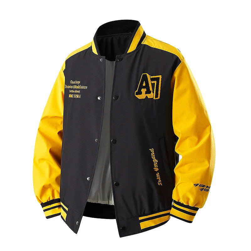 Veste de baseball insérée de nouvelle couleur pour hommes, vêtements amples et polyvalents de marque tendance printemps et automne