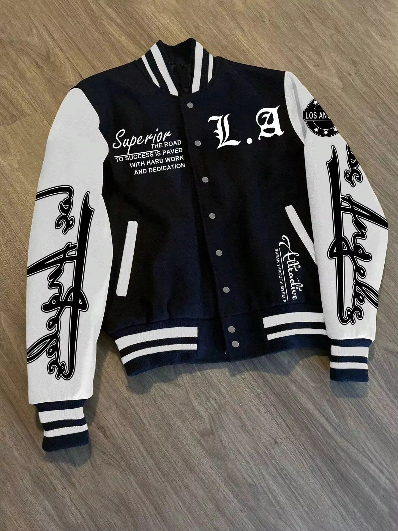 Manfinity EMRG hommes Simple impression quotidien à manches longues veste de Baseball hommes veste hommes vêtements vestes pour hommes