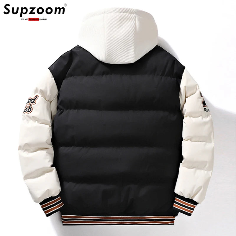 Supzoom nouveauté décontracté broderie hommes hiver à la mode faux deux pièces à capuche pain costume Couple coton rembourré vestes et manteaux