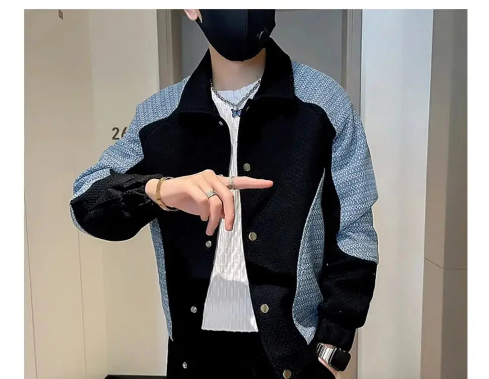Mn-Vestes décontractées épissées pour hommes, col rabattu, combinaison coréenne à simple boutonnage, couleurs durables, nouveaux abonnés, automne, hiver