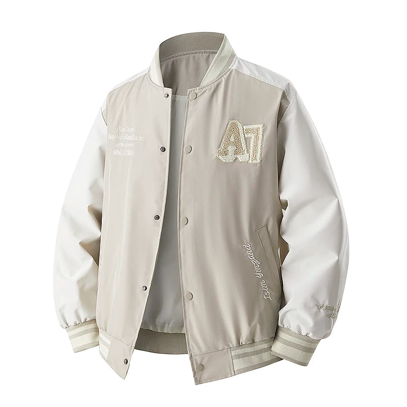 Veste de baseball insérée de nouvelle couleur pour hommes, vêtements amples et polyvalents de marque tendance printemps et automne