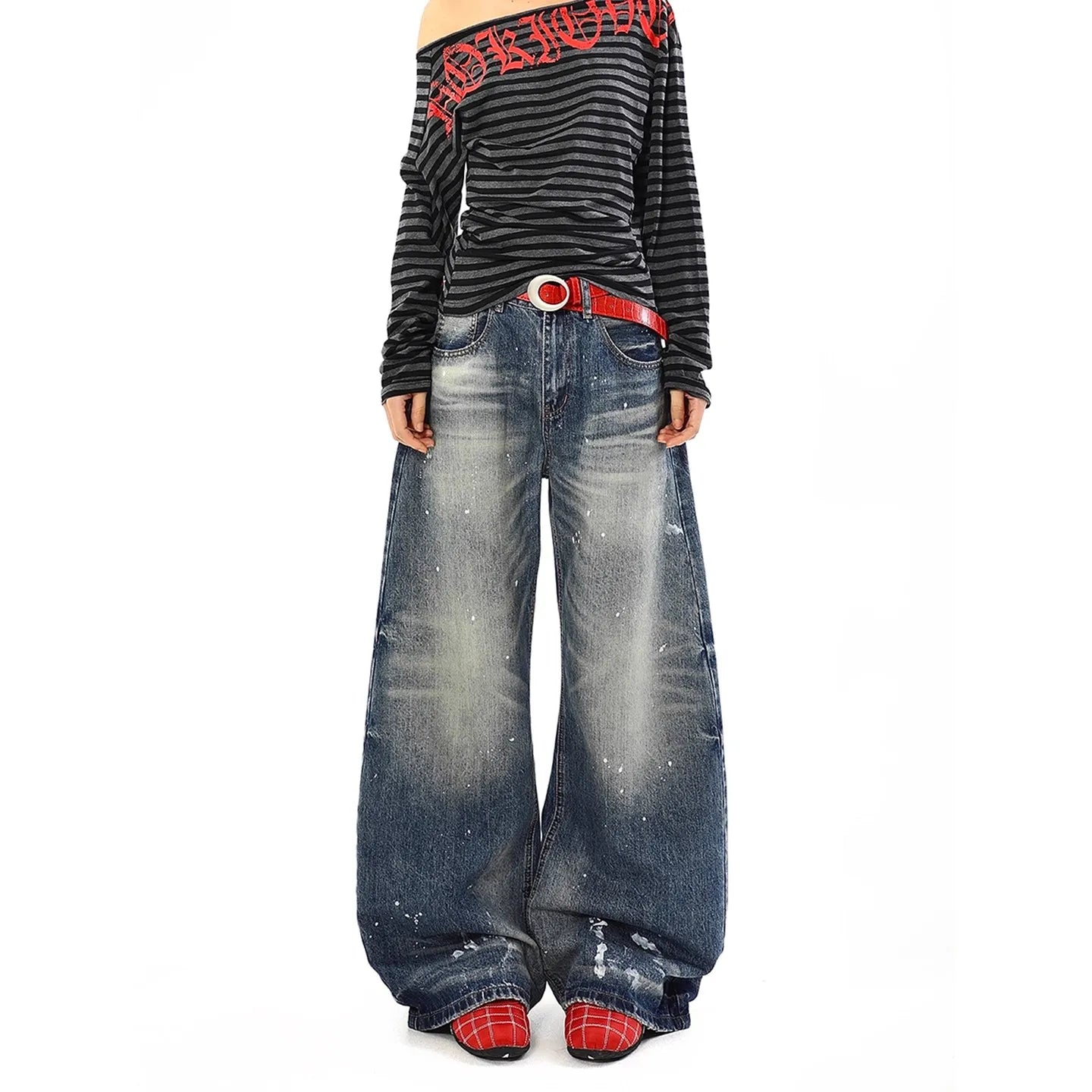Jean Baggy Vintage taille haute pour femmes, pantalon à jambes larges, surdimensionné, Harajuku, jambes droites, Y2K