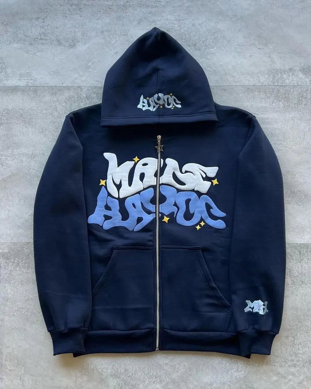 Sweat-shirt à capuche avec fermeture éclair, lettres et étoiles américaines rétro, adapté aux hommes et aux femmes, veste Y2K, cardigan d'automne et d'hiver