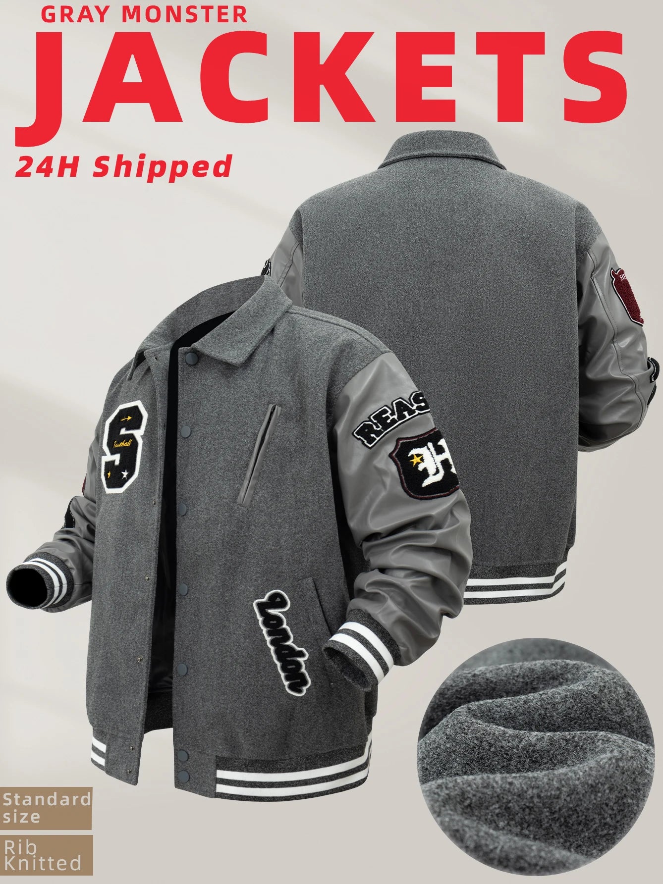 Veste bombardier Vintage à col rabattu pour homme, manteau ample avec lettres brodées, veste de moto, veste de Baseball universitaire automne/hiver