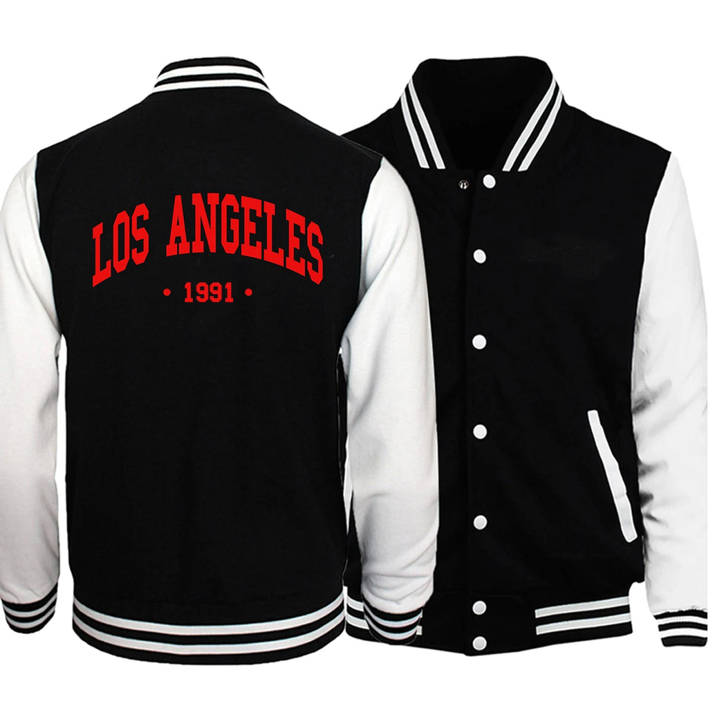Seaport Angel City Los Angeles Lettre Impression Vestes Hommes S-5XL Sourire Uniforme De Baseball Surdimensionné Everthingadt Manteau De Mode