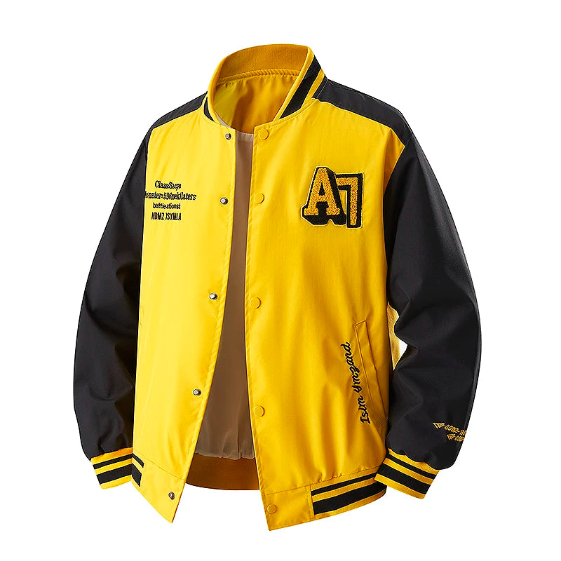 Veste de baseball insérée de nouvelle couleur pour hommes, vêtements amples et polyvalents de marque tendance printemps et automne