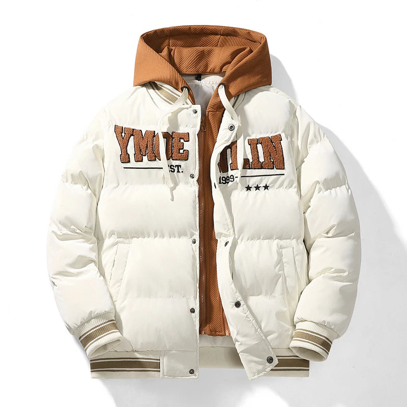 Veste Bombardier à Col Montant pour Homme, Parka Décontractée, Vêtements Grande Taille, Optique Chaude, Manteau Slim Fit, Smile, Automne et Hiver