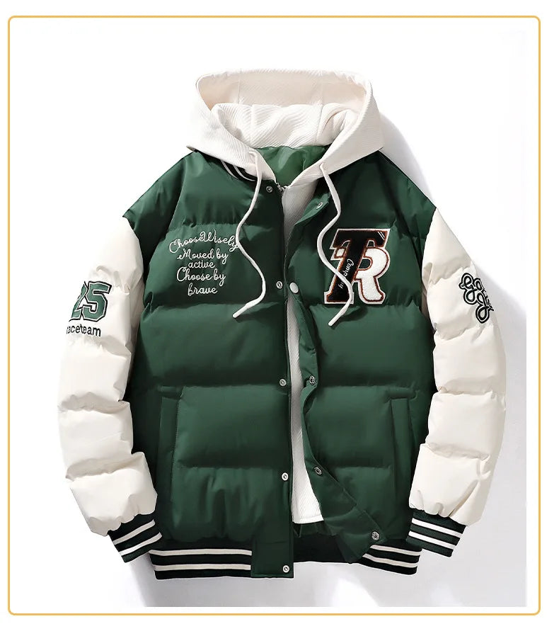 Supzoom nouveauté décontracté broderie hommes hiver à la mode faux deux pièces à capuche pain costume Couple coton rembourré vestes et manteaux