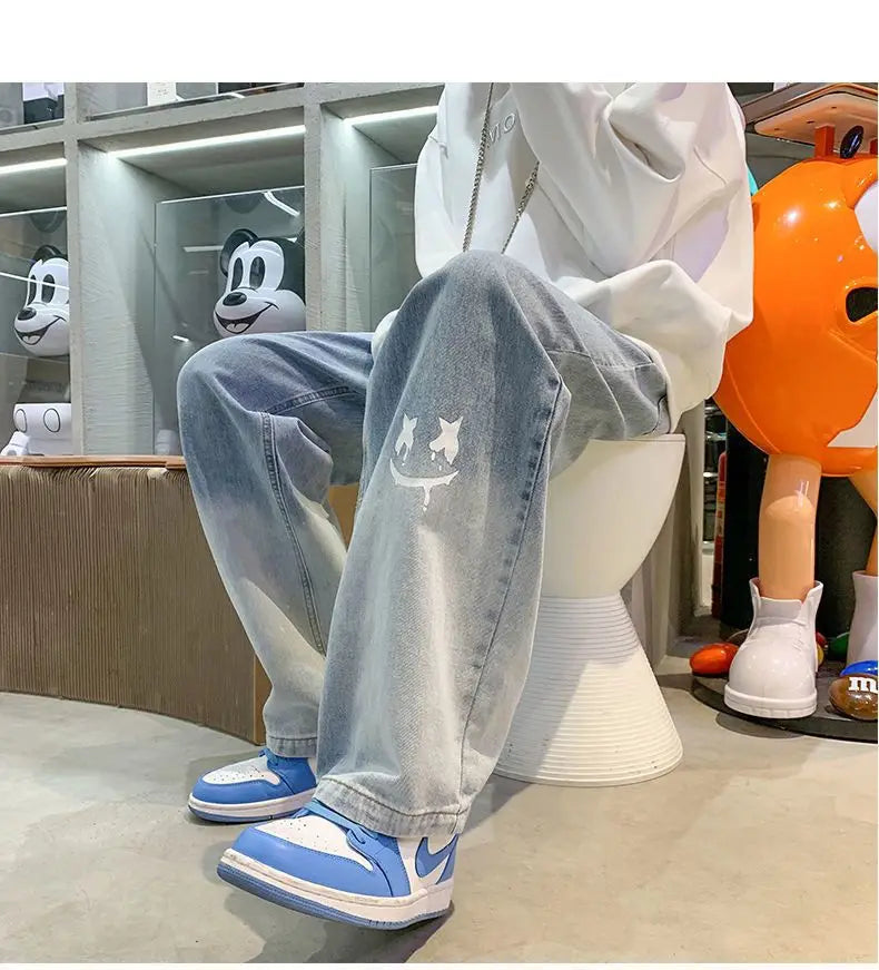 Jean Baggy Vintage à Jambes Larges pour Homme, Pantalon Streetwear Surdimensionné, Droit et Long, à la Mode, Y2k, 2024